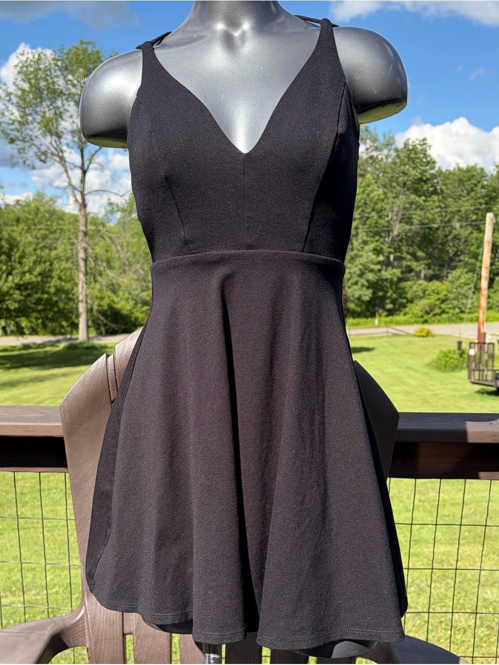 Lulu's Black V-Neck Fit-and-Flare Mini Dress